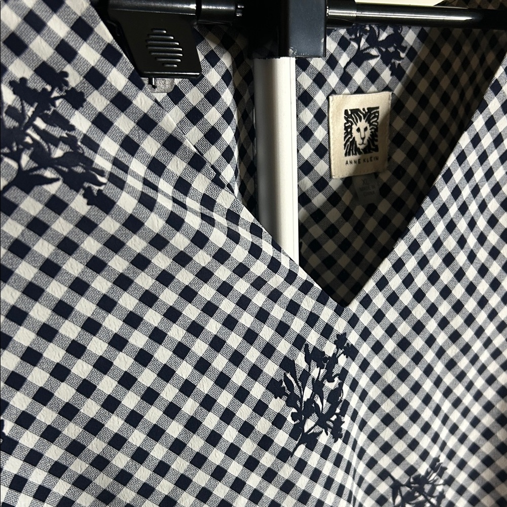 Anne Klein Black and White Gingham Midi Dress - Picture 5 of 14